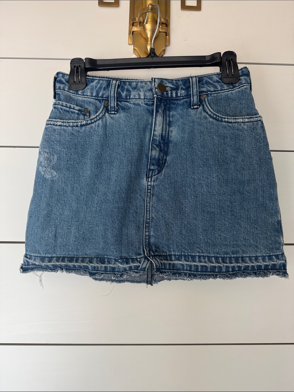 Free People Blue Washed Denim Mini Skirt